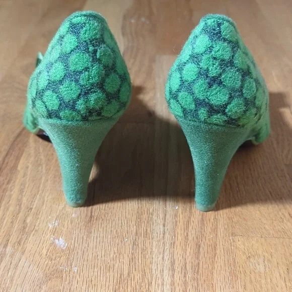 Poetic License Charm School Sz EU39.5 Green Polka Dot Heels - Picture 7 of 8